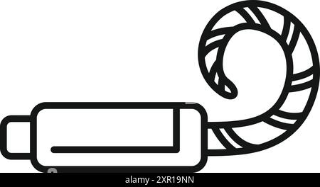 Simple line art icon depicting a party blower, perfect for representing celebrations and festive events Stock Vector