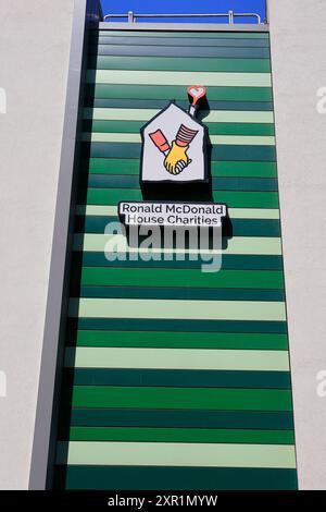 Ronald McDonald House Charities building. University Hospital of Wales, Heath Hospital, Cardiff and Vale University Health Board. Taken August 2024 Stock Photo