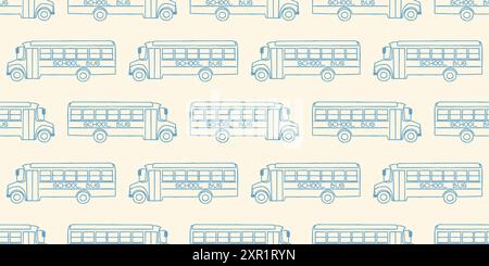 Seamless pattern with school busses, back to school pattern Stock Vector