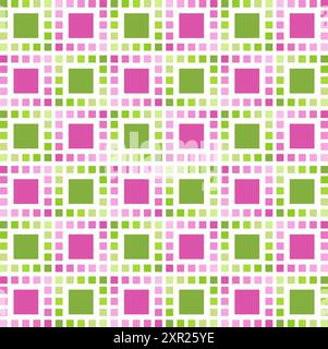 background, wallpaper with a pattern with squares continuously in the colors green and raspberry-pink, square, vector graphic, EPS, germany Stock Vector