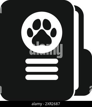 Simple icon of a dog passport, featuring a paw print and space for text Stock Vector