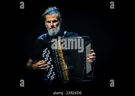 Brno, Czech Republic. 08th Aug, 2024. French accordionist Vincent Peirani performs with Jokers project at the Marathon Music Brno festival in Brno, Czech Republic, August 8, 2024. Credit: Patrik Uhlir/CTK Photo/Alamy Live News Stock Photo