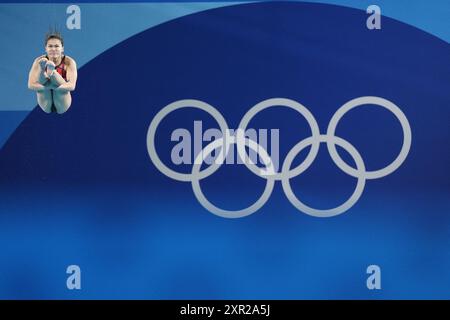 Paris, France. 08th Aug, 2024. Nur Dhabitah Sabri of Team Malaysia competes in the Women's 3m Springboard Semifinal on day thirteen of the Olympic Games Paris 2024 at Aquatics Centre on August 08, 2024 in Paris, France. Photo by Nicolas Gouhier/ABACAPRESS.COM Credit: Abaca Press/Alamy Live News Stock Photo