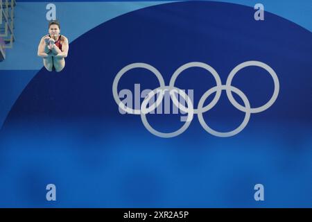 Paris, France. 08th Aug, 2024. Nur Dhabitah Sabri of Team Malaysia competes in the Women's 3m Springboard Semifinal on day thirteen of the Olympic Games Paris 2024 at Aquatics Centre on August 08, 2024 in Paris, France. Photo by Nicolas Gouhier/ABACAPRESS.COM Credit: Abaca Press/Alamy Live News Stock Photo