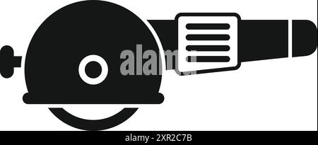 Black glyph icon of an angle grinder cutting machine being used for construction and renovation work Stock Vector