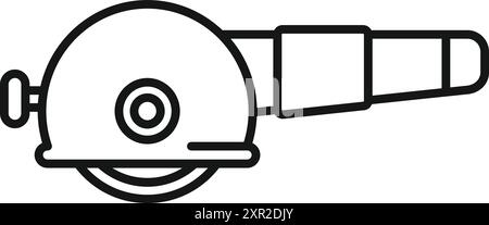 Angle grinder cutting machine icon in outline style showing a construction tool for cutting and grinding Stock Vector