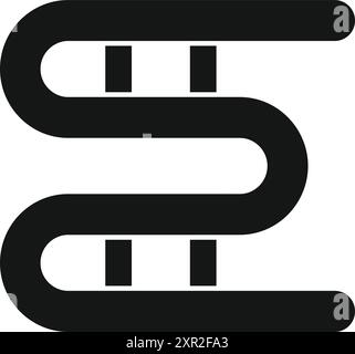Black simple icon of a heated towel rail, common in bathrooms for warming and drying towels Stock Vector