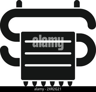 Simple icon of a heated towel rail warming up a towel, perfect for websites and apps Stock Vector