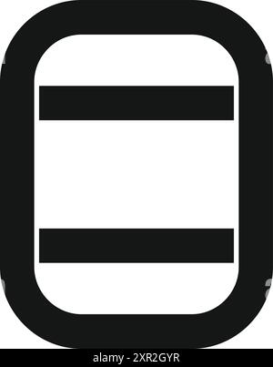 Simple black icon of an airplane window with two closed blinds Stock Vector