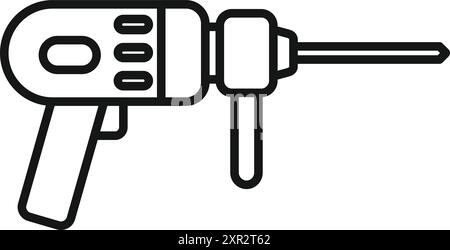 Electric hammer drill tool for construction working is isolated on a white background Stock Vector