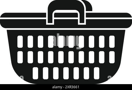 Black silhouette of a shopping basket with two handles, useful icon for retail concepts Stock Vector