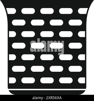Simple black and white icon of a perforated office trash can for papers and documents throwing Stock Vector