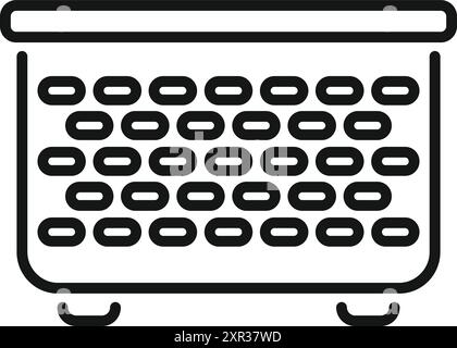 Simple line icon of an empty laundry basket standing on the floor, ready to be used Stock Vector