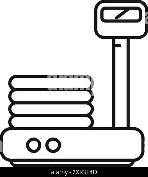 Line drawing of an industrial laundry folding machine stacking clean towels Stock Vector