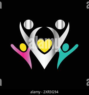 Family care icon. Vector illustration of people with heart and love. Stock Vector