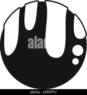 Round planet with craters is making its rotation in the solar system Stock Vector