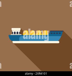 Illustration of a big ship transporting gas in containers, gas tanker concept Stock Vector
