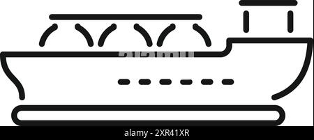 Ferryboat carrying passengers across waterway, simple transportation icon concept Stock Vector