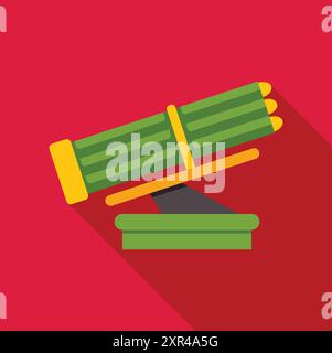 Multiple launch rocket system firing rockets, military equipment concept Stock Vector