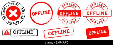 offline no signal unconnected off service digital computer connection icon stamp collection Stock Vector
