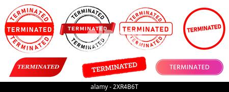 terminated discontinued contract stamp collection design job canceled Stock Vector