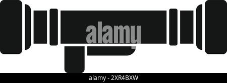 Black silhouette icon of a bazooka, a portable, anti tank weapon used by infantrymen Stock Vector