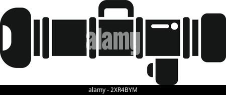 Silhouette icon of a professional telephoto camera lens, perfect for photographers Stock Vector