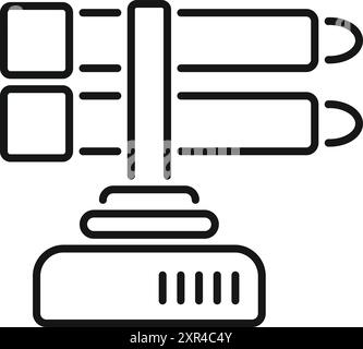 Multiple rocket launcher standing on military platform firing off rockets Stock Vector