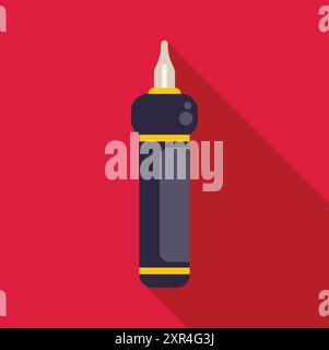 Electronic cigarette vaping device icon in modern flat design style with long shadow Stock Vector