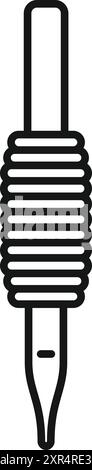 Tattoo needle grip is holding ink, ready to be used by a tattoo artist for permanent body art Stock Vector