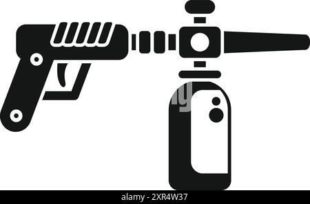 Black glyph icon of a professional detailing gun applying nano ceramic coating for car paint protection Stock Vector