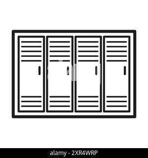 School locker icon. Storage unit vector. Black and white illustration. Organized space concept. Stock Vector
