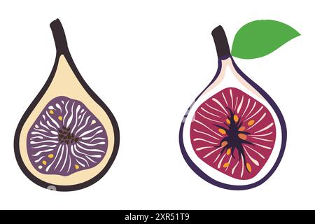 Colorful figs icon set. Fresh cartoon fig isolated vector Stock Vector