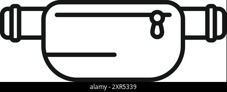 Simple line drawing of a small waist bag for carrying personal belongings Stock Vector