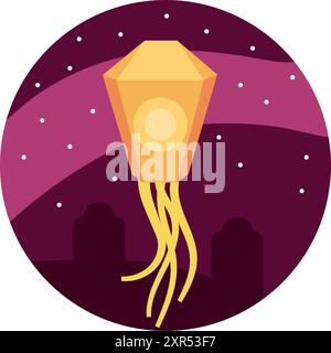 chinese ghost festival with glowing lantern Stock Vector