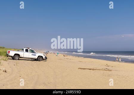 A Marine Patrol White Toyota  Pickup on patrol Stock Photo