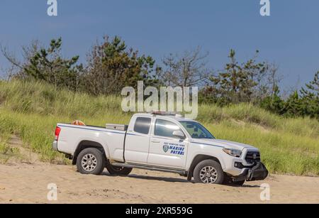 A Marine Patrol White Toyota  Pickup on patrol Stock Photo