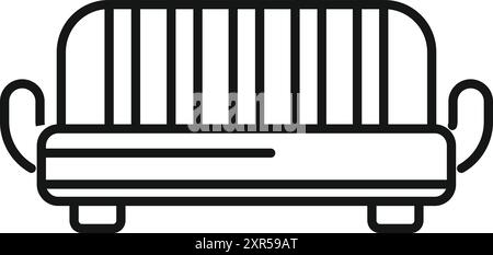 Simple outline icon of a modern sofa with wooden legs for interior design projects Stock Vector