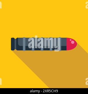 Long range bomb missile weapon warhead military explosive detonation is lying on yellow background Stock Vector