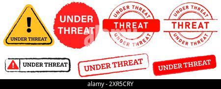 under threat threatening scared afraid discrimination pressure stamp icon design collection Stock Vector