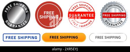 free shipping package delivery commercial transport service sending stamp design icon collection Stock Vector