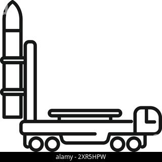 Military truck carrying a nuclear missile, representing military power and defense strategy Stock Vector