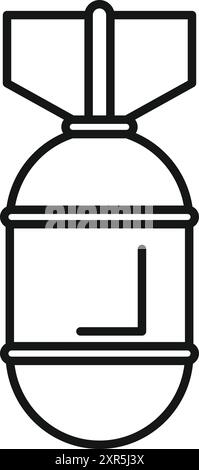 Simple line art icon of a nuclear bomb falling down Stock Vector