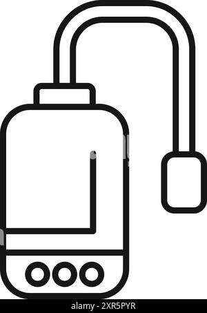 Line art icon of an electronic cigarette device, ideal for vaping enthusiasts using e liquid Stock Vector