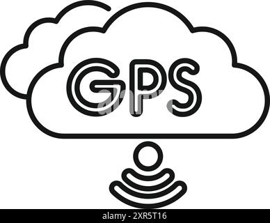 Gps navigation system sending a signal from cloud storage, a concept of cloud based gps technology Stock Vector