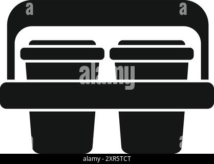 Convenient carrier is holding four cups of coffee, tea, or other hot beverages Stock Vector