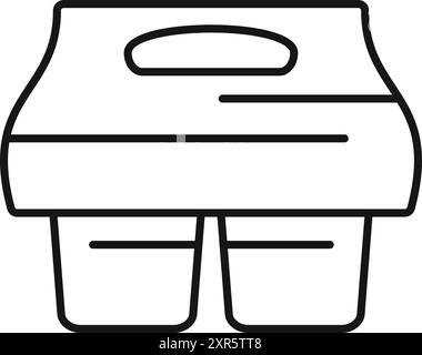 Convenient carrier is keeping two disposable coffee cups secure and upright for easy transport Stock Vector