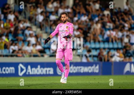 Andorra La Vella, Andorra : August 8 2024 :  Alejandro Ruiz Campagne of UE Santa Coloma AND in action during the Second phase of UEFA Europa League - Stock Photo