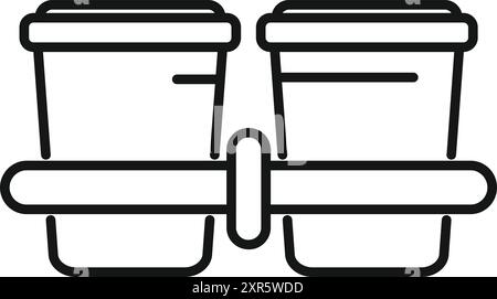 Double bongo drum icon, outline style, playing cuban music Stock Vector