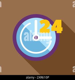 Blue clock showing 24 hours for around the clock assistance Stock Vector